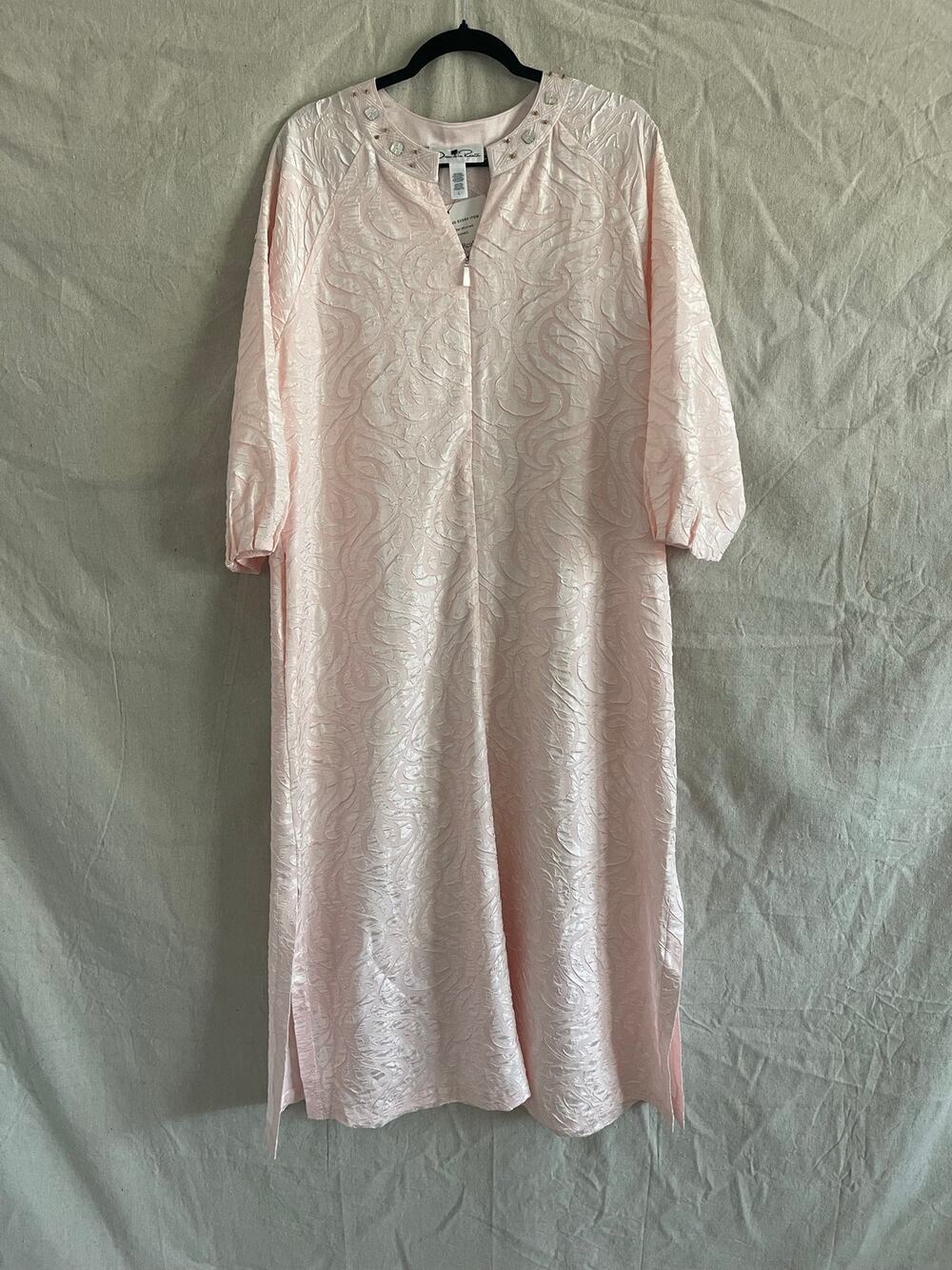Oscar de la Renta Blush Pink Embellished Maxi Dress Long Sleeve Size L